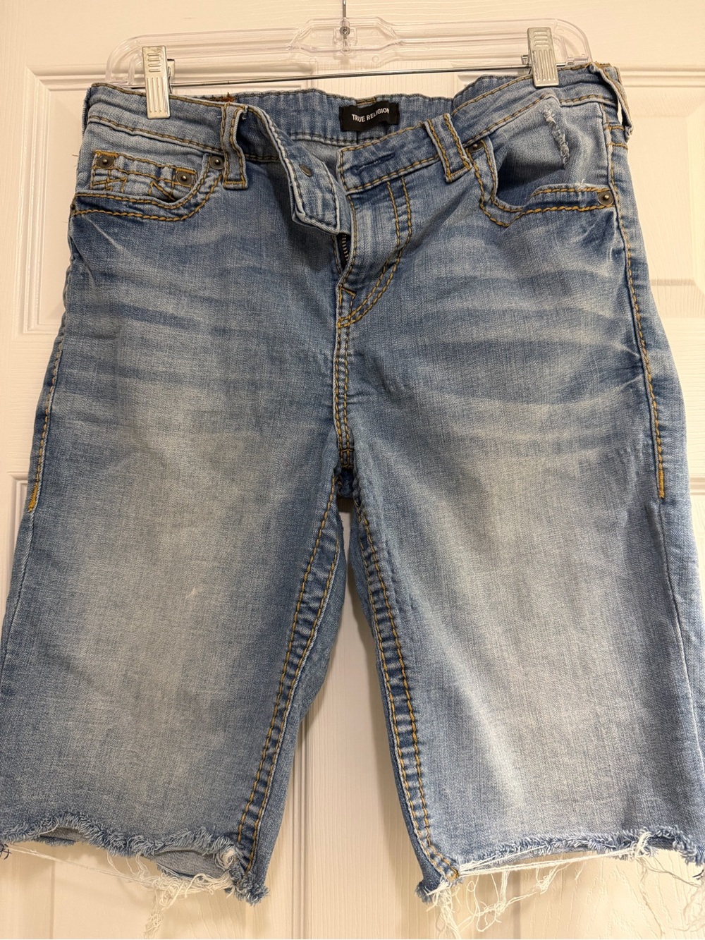 True Religion Light Blue Relaxed Denim Shorts